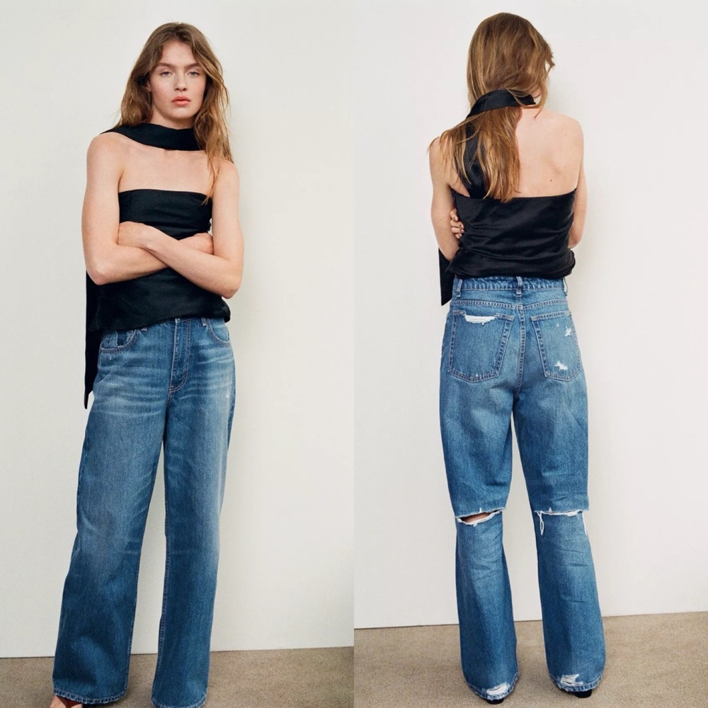 Zara DRAPED SATIN SCARF TOP black satin going out strapless tube top with scarf